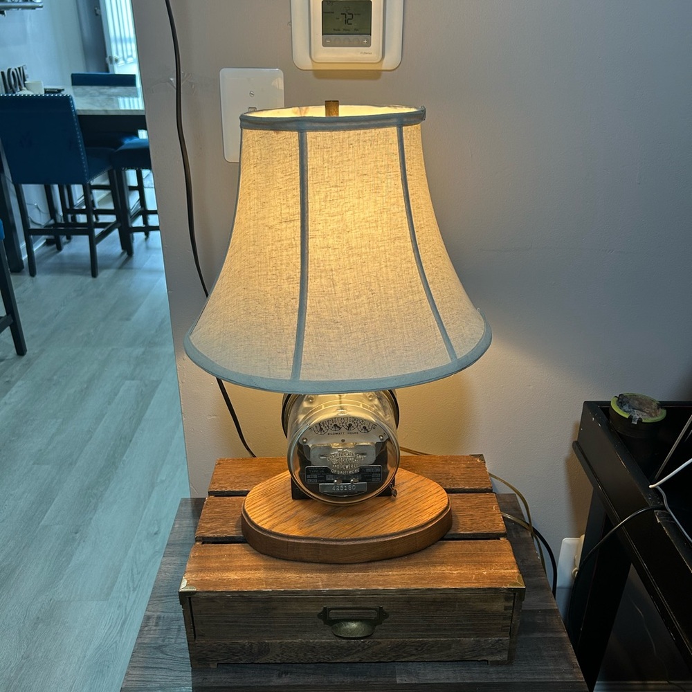 Elegant Cream Table Lamp with Wooden Base